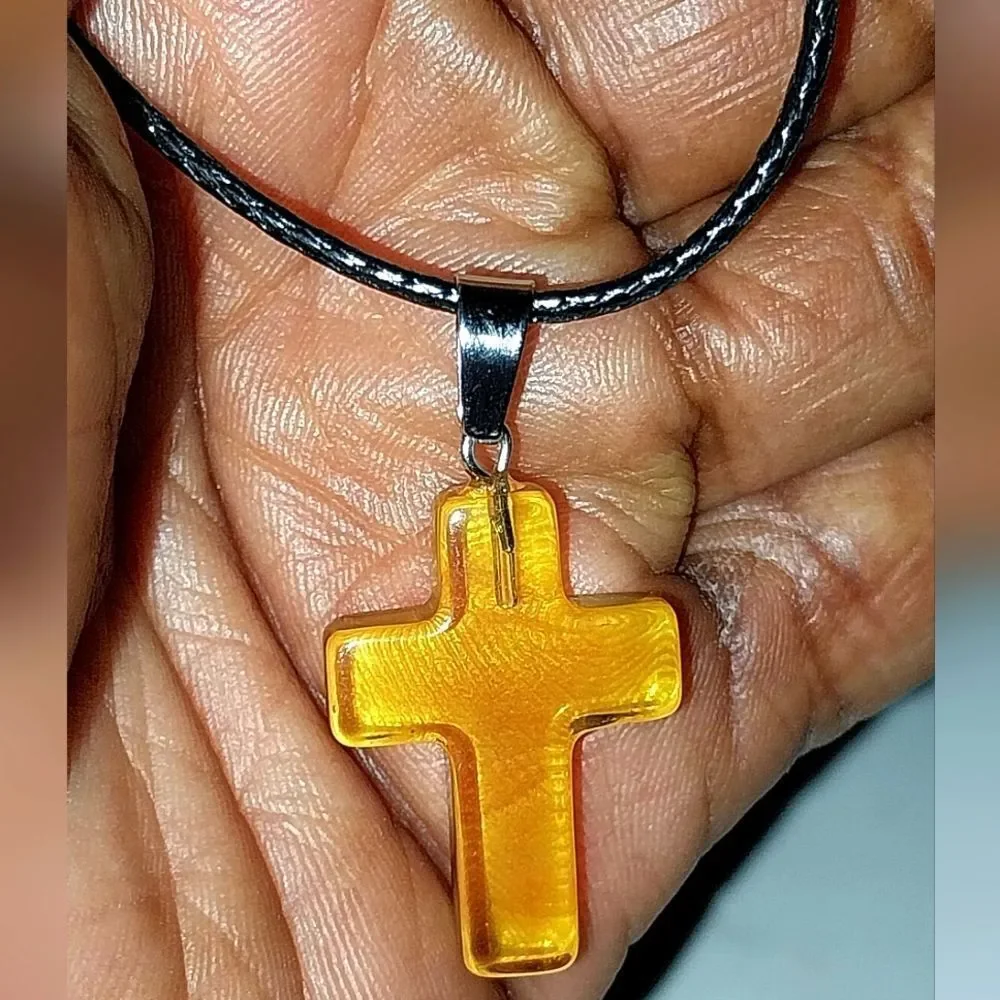 Yellow Cross Pendant Necklace